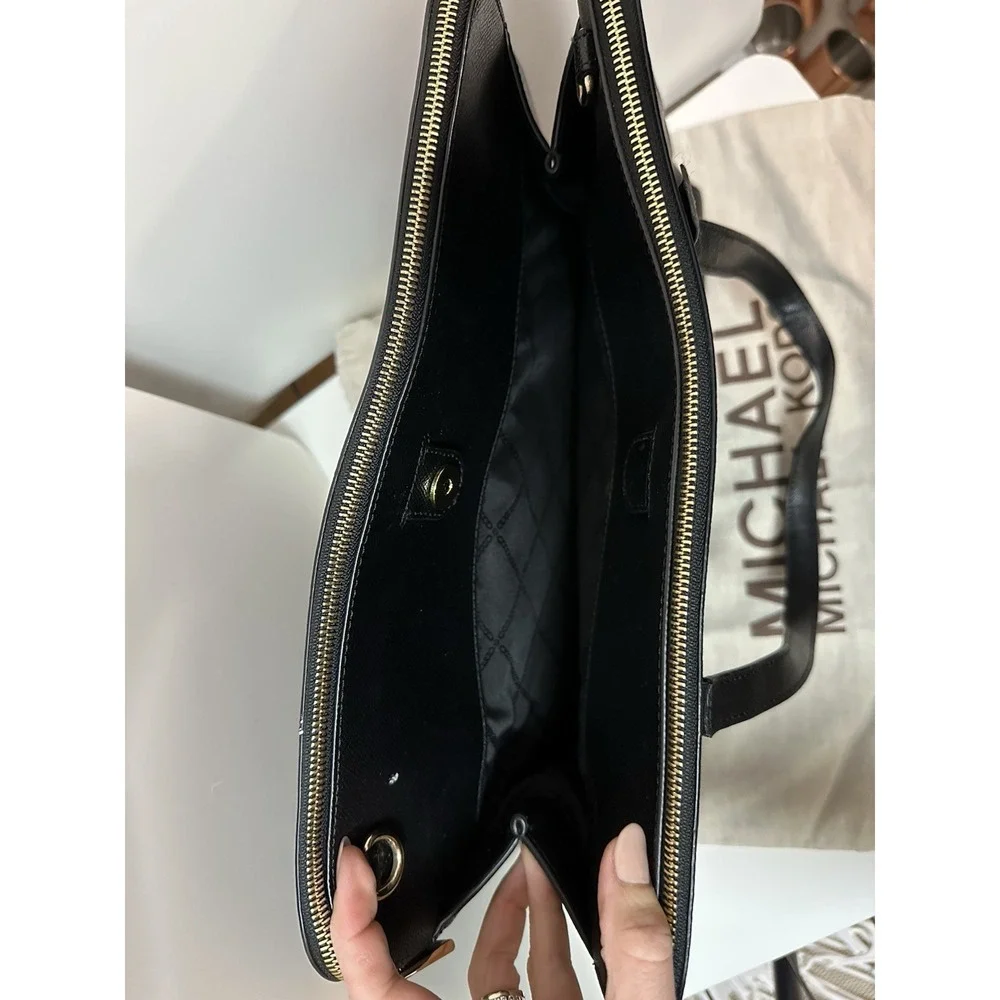 Michael Kors HOUSTON‎ DOUBLE ZIP Crossgrain BLACK Satchel